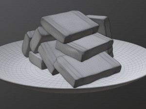 butter slices on plate Modèle 3D