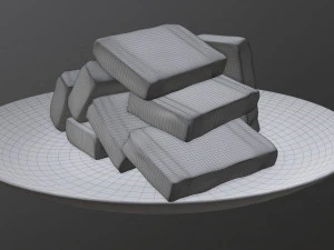 butter slices on plate 3D Model