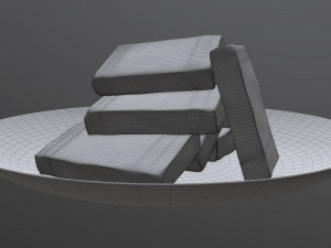 butter slices on plate Modèle 3D