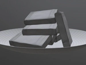 butter slices on plate 3D Model