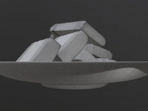 butter slices on plate 3D Model