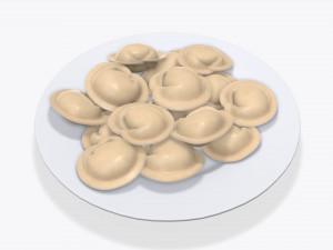 dumplings on white plate 3D Model