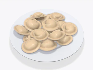 пельмени на белой тарелке 3D Модель