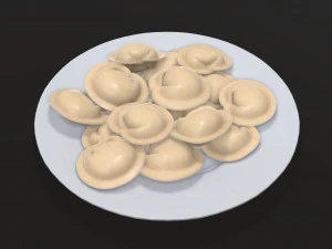 dumplings on white plate 3D Model