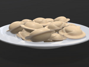 dumplings on white plate 3D-Modell