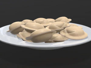 dumplings on white plate 3D Model