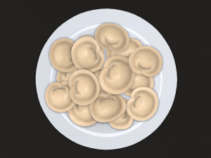 dumplings on white plate 3D-Modell