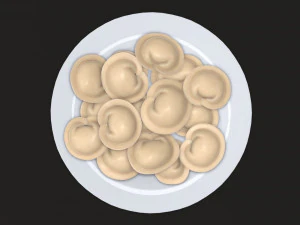 dumplings on white plate 3D Model