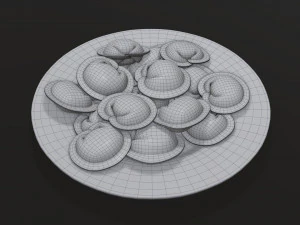 dumplings on white plate 3D Model