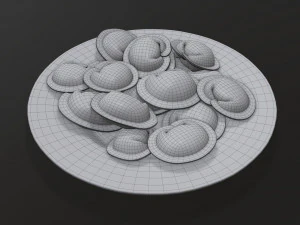 dumplings on white plate 3D Model