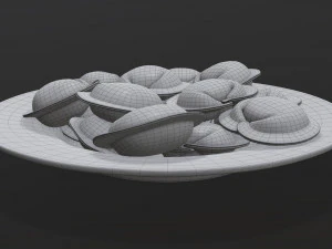 dumplings on white plate 3D Model