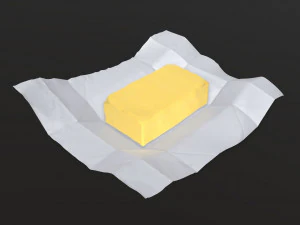 butter with paper on ground 3D Model