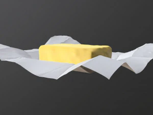 butter with paper on ground 3D Model