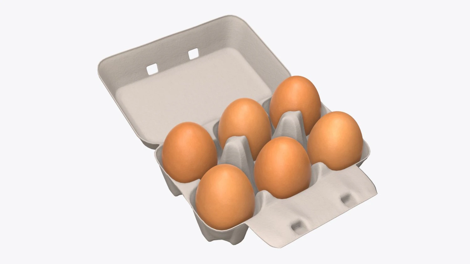 egg cardboard package for 6 eggs opened 3D Model .c4d .max .obj .3ds .fbx .stl .blend