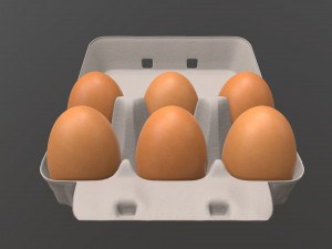 egg cardboard package for 6 eggs opened 3D-Modell