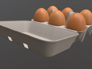 egg cardboard package for 6 eggs opened 3D-Modell