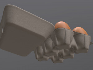 egg cardboard package for 6 eggs opened 3D-Modell