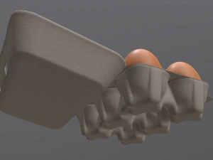egg cardboard package for 6 eggs opened 3D Model