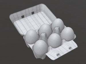 egg cardboard package for 6 eggs opened 3D-Modell