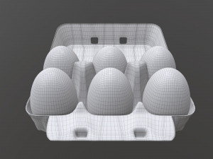egg cardboard package for 6 eggs opened 3D-Modell