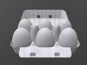 egg cardboard package for 6 eggs opened 3D Model