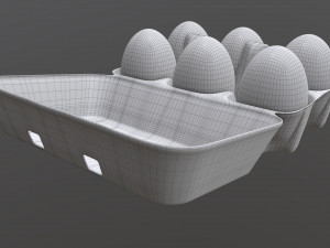 egg cardboard package for 6 eggs opened 3D-Modell