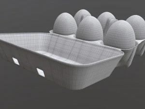 egg cardboard package for 6 eggs opened 3D Model