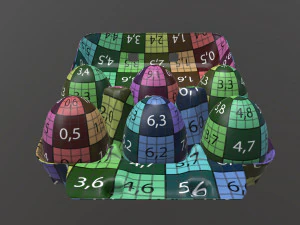 egg cardboard package for 6 eggs opened 3D Model