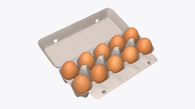 egg cardboard package for 10 eggs opened 3D 模型 .c4d .max .obj .3ds .fbx .stl .blend 