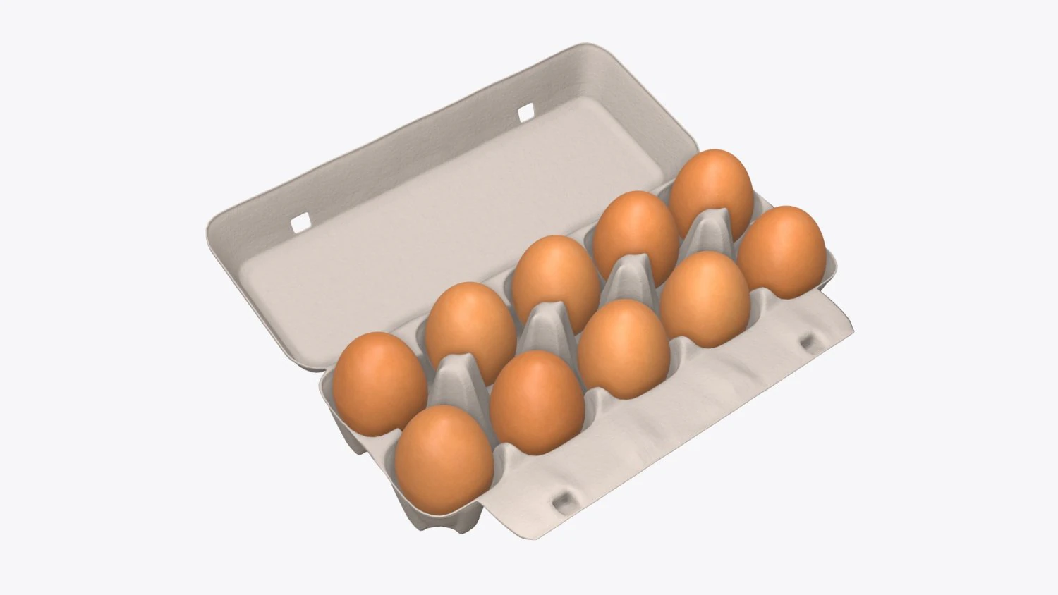 egg cardboard package for 10 eggs opened 3D Model .c4d .max .obj .3ds .fbx .stl .blend 