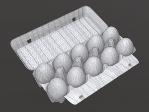 egg cardboard package for 10 eggs opened 3D 模型