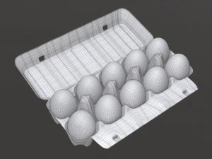 egg cardboard package for 10 eggs opened 3D Model