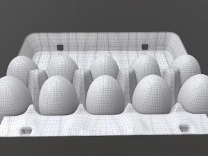 egg cardboard package for 10 eggs opened 3D Model