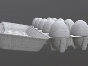 egg cardboard package for 10 eggs opened 3D 模型