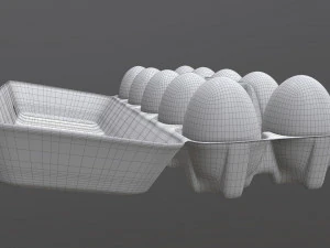 egg cardboard package for 10 eggs opened 3D Model