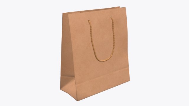 paper bag large with string handle Model 3D .c4d .max .obj .3ds .fbx .stl .blend 