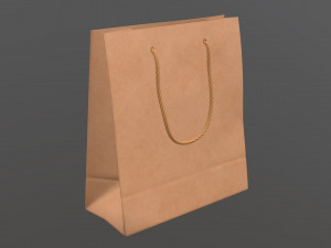 paper bag large with string handle Model 3D