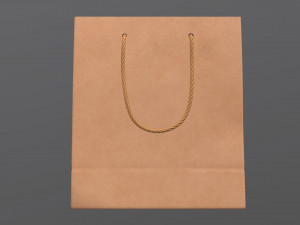 paper bag large with string handle Model 3D