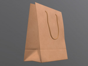 paper bag large with string handle Model 3D