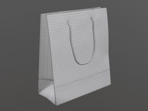paper bag large with string handle Model 3D
