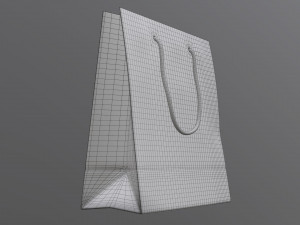 paper bag large with string handle Model 3D