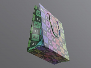paper bag large with string handle Model 3D