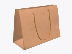 паперовий мішок середнього розміру з нитковою ручкою 3D Модель