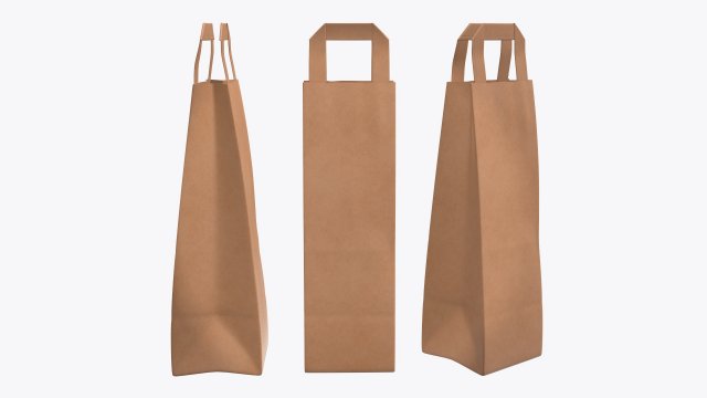 paper bag slim with handle 3D Model .c4d .max .obj .3ds .fbx .stl .blend 