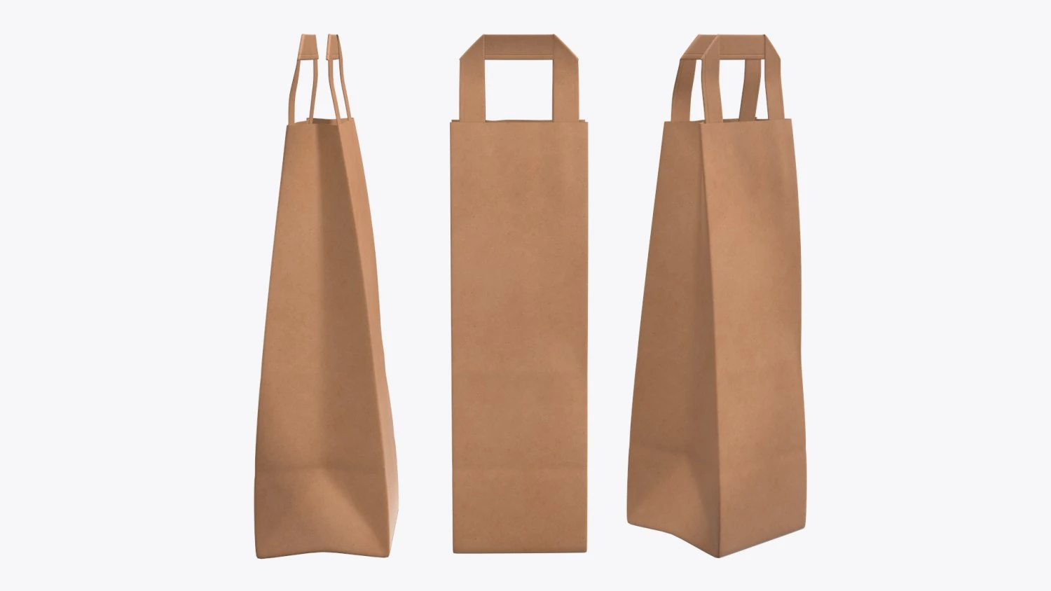 paper bag slim with handle 3D Model .c4d .max .obj .3ds .fbx .stl .blend 