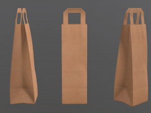 paper bag slim with handle 3D Model