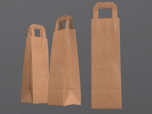 paper bag slim with handle 3D Model