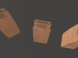 paper bag slim with handle 3D Model