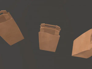 paper bag slim with handle 3D Model