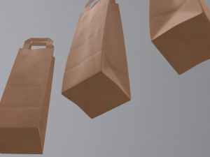 paper bag slim with handle 3D Model